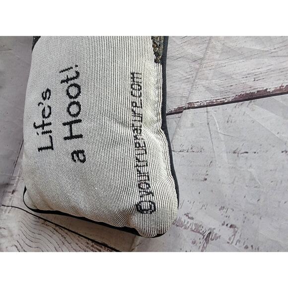 Owl Woven Tapestry Decorative Pillow Double SIded Advice Life's A Hoot - Picture 3 of 4